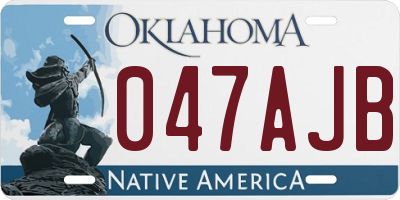 OK license plate 047AJB