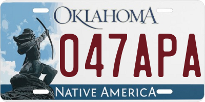 OK license plate 047APA