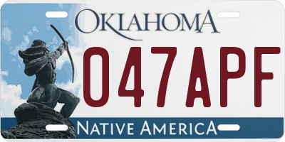 OK license plate 047APF