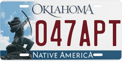 OK license plate 047APT