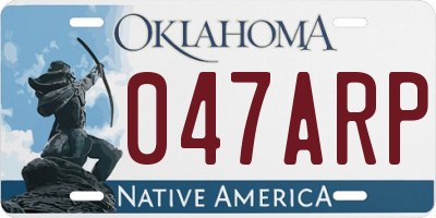 OK license plate 047ARP