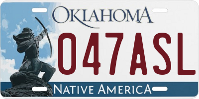 OK license plate 047ASL