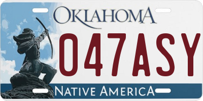 OK license plate 047ASY