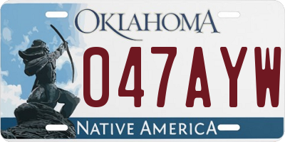 OK license plate 047AYW
