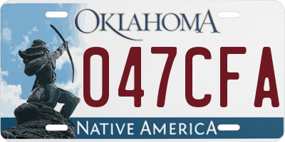 OK license plate 047CFA