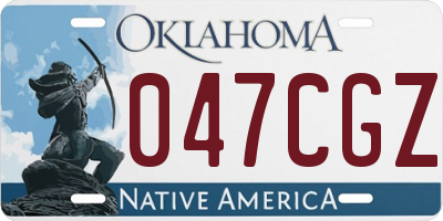 OK license plate 047CGZ