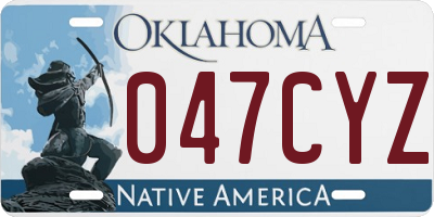 OK license plate 047CYZ