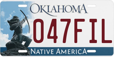 OK license plate 047FIL
