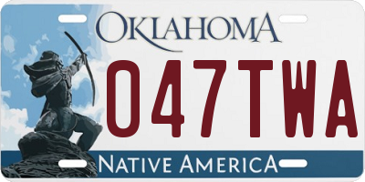 OK license plate 047TWA