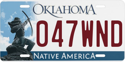 OK license plate 047WND