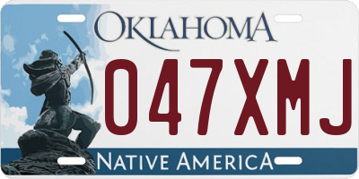 OK license plate 047XMJ
