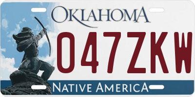 OK license plate 047ZKW
