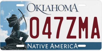 OK license plate 047ZMA