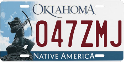 OK license plate 047ZMJ