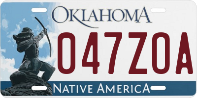 OK license plate 047ZOA