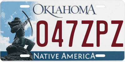 OK license plate 047ZPZ