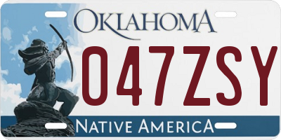 OK license plate 047ZSY