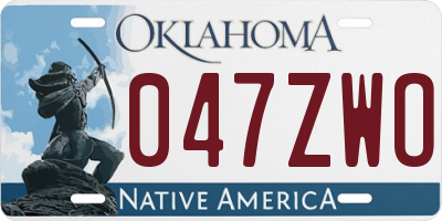 OK license plate 047ZWO