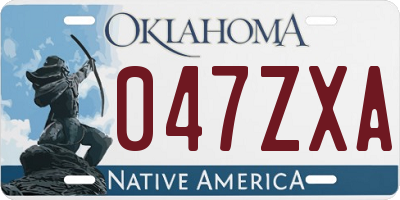 OK license plate 047ZXA