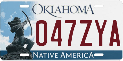 OK license plate 047ZYA