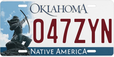 OK license plate 047ZYN