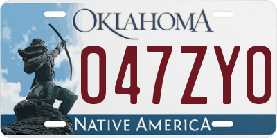 OK license plate 047ZYO