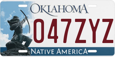 OK license plate 047ZYZ