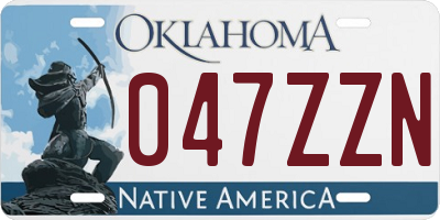 OK license plate 047ZZN