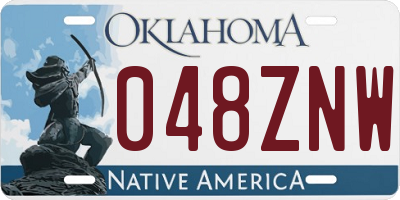 OK license plate 048ZNW