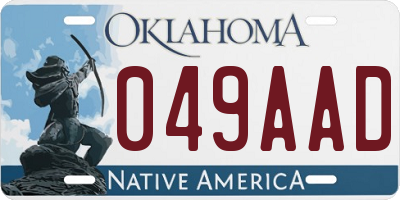 OK license plate 049AAD