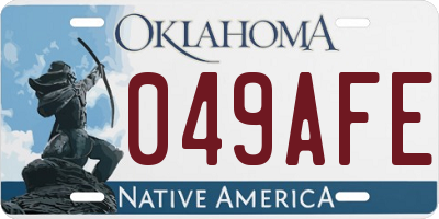 OK license plate 049AFE