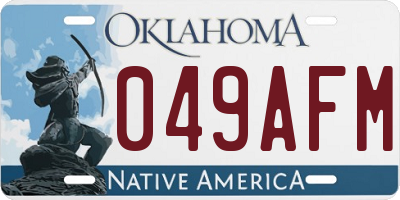 OK license plate 049AFM