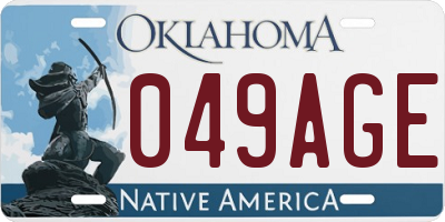 OK license plate 049AGE