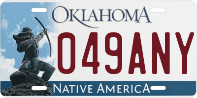 OK license plate 049ANY