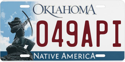 OK license plate 049API
