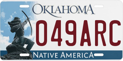 OK license plate 049ARC
