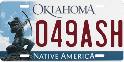 OK license plate 049ASH