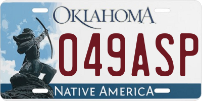 OK license plate 049ASP
