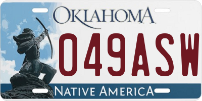 OK license plate 049ASW