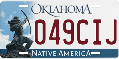 OK license plate 049CIJ