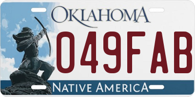 OK license plate 049FAB