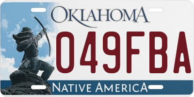 OK license plate 049FBA