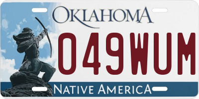 OK license plate 049WUM