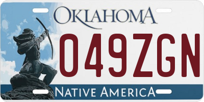 OK license plate 049ZGN