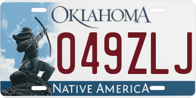 OK license plate 049ZLJ