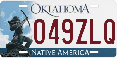 OK license plate 049ZLQ