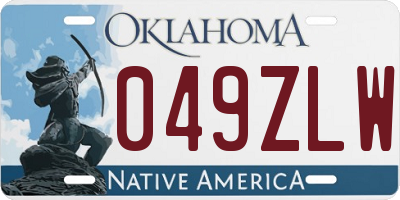 OK license plate 049ZLW