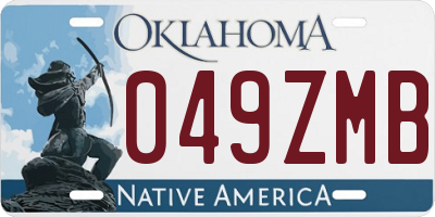 OK license plate 049ZMB