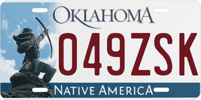 OK license plate 049ZSK