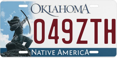 OK license plate 049ZTH